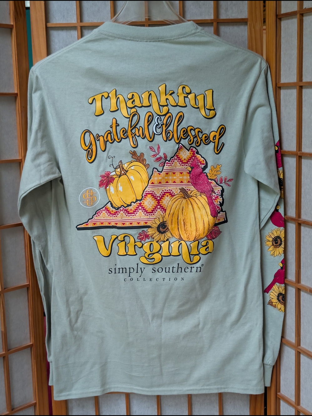 NWT Simply Southern VIRGINIA Blessed - Thanksgiving Autumn Long Sleeve Top Small - Picture 3 of 8